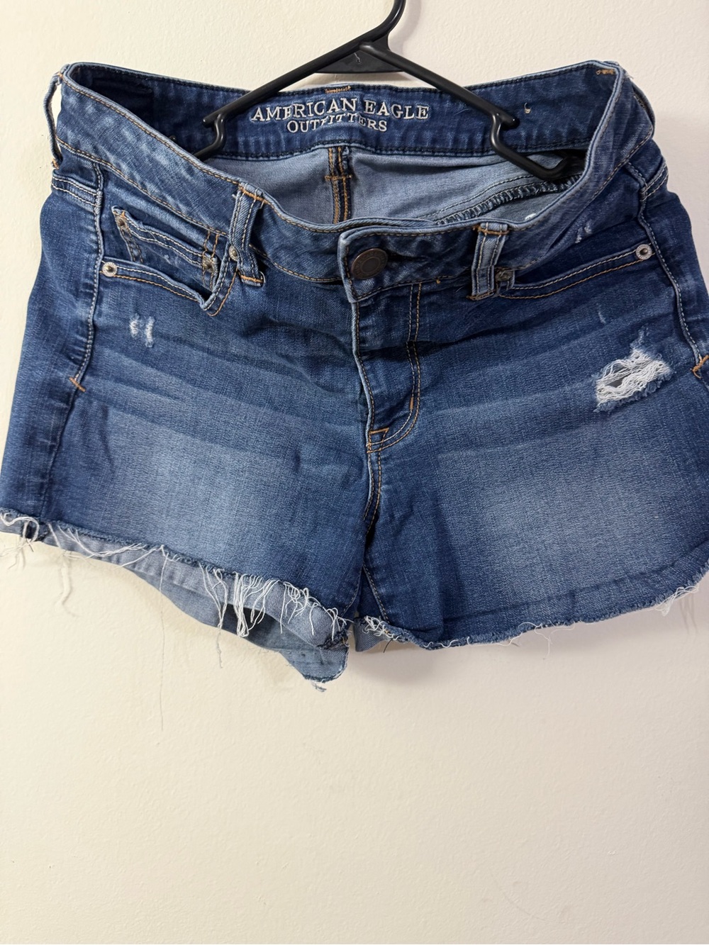 American Eagle Outfitters Blue Denim Frayed Cutoff Shorts